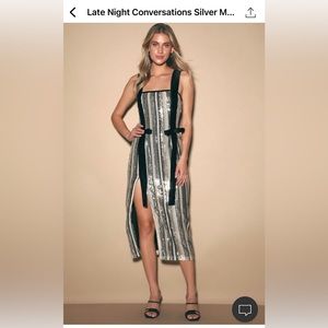 Lulus Late Night Conversations
Silver Multi Striped Sequin Midi Dress
